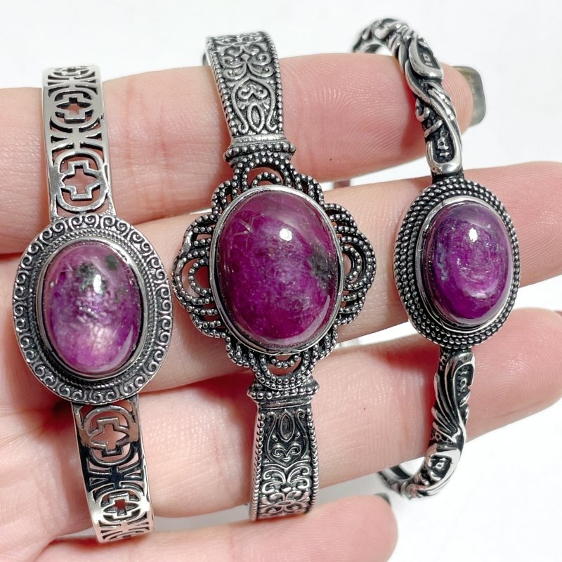 Open Bangle 15 Pieces Delicate Ruby Adjustable Alloy Bracelet - Wholesale Crystals