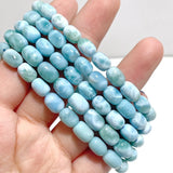 Oval Barrel Shape Larimar Bracelet Wholesale From Dominican Republic - Wholesale Crystals