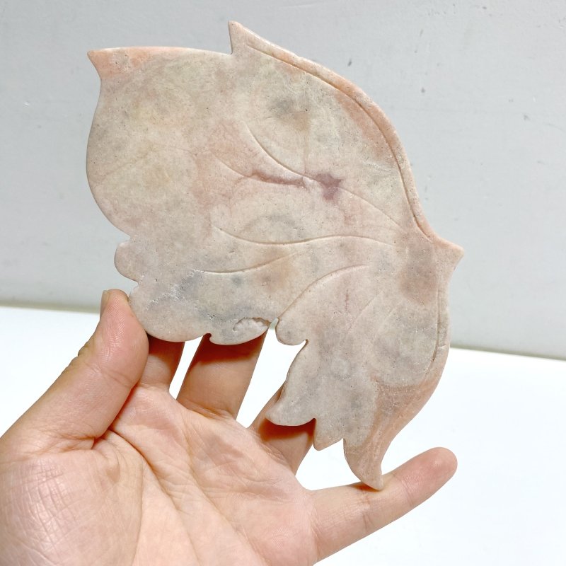 Pink Agate Butterfly Wing Carving With Stand -Wholesale Crystals