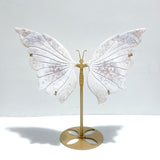 Pink Agate Butterfly Wing Carving With Stand - Wholesale Crystals