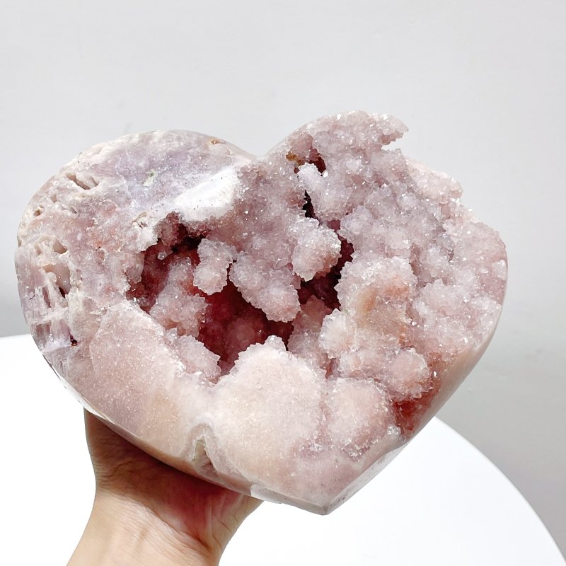 Pink Amethyst Geode Heart With Stand - Wholesale Crystals