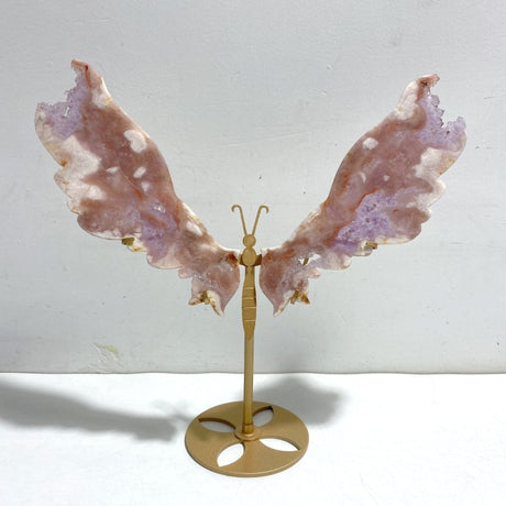 Pink Sakura Agate Mixed Amethyst Butterfly Wing Carving With Stand - Wholesale Crystals