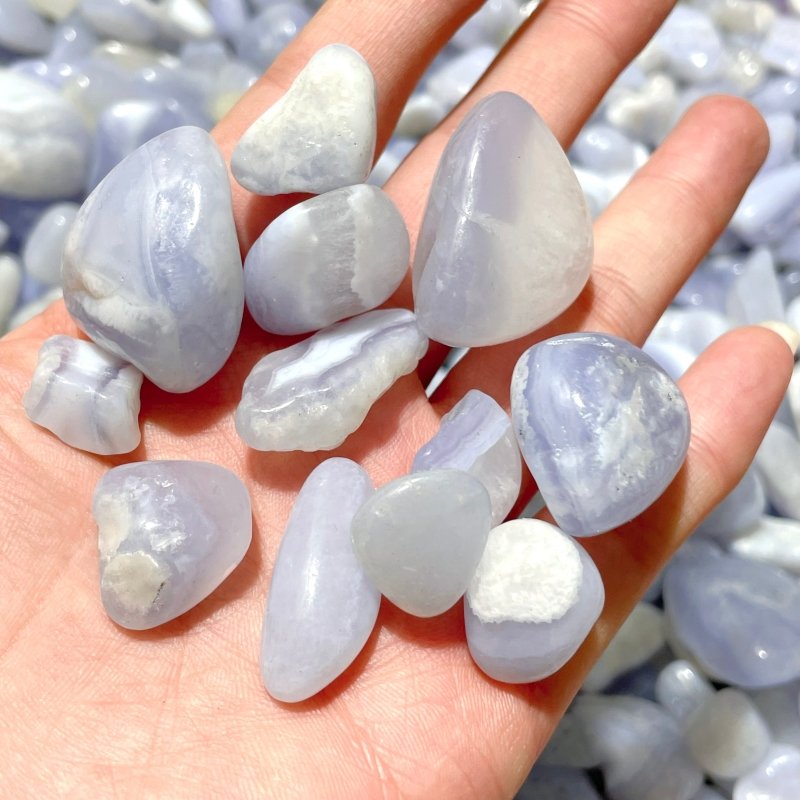 Polished Blue Lace Agate Gravel Tumbled Mixed Size Closeout - Wholesale Crystals