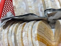 Yellow Calcite Round Coaster Slab Wholesale -Wholesale Crystals