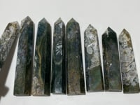 8 Pieces Large Moss Agate Tower Points