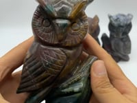 4 Pieces High Quality Ocean Jasper Owl Carving