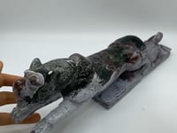 Unique Vein Ocean Jasper Galloping Leopard Panther Carving
