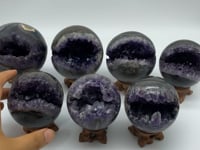 7 Pieces Amethyst Druzy Geode Cluster Spheres