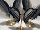 3 Pairs Beautiful Grey Stripe Agate Butterfly Carving With Stand
