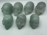 7 Pieces Light Color Fluorite Halloween Skull Carving