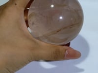2.8in(7.1cm) Six Star Line Rose Quartz Fire Quartz Sphere