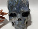 Large Geode Druzy Moss Agate Skull Carving