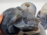 3 Pieces Geode Druzy Agate Skull Crystal Carving