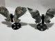 2 Pairs Moss Agate Symmetry Owl Wing Carving With Stand