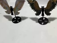 2 Pairs Ocean Jasper Symmetry Owl Wing Carving With Stand