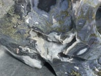 45.8kg Large Geode Druzy Moss Agate Skull Carving