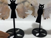2 Pairs Sakura Flower Agate Small Owl Wing Carving With Stand