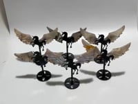 6 Pairs Beautiful Sakura Flower Agate Small Pegasus Wing Carving With Stand