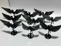 9 Pairs Moss Agate Small Pegasus Wing Carving With Stand
