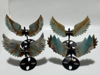 4 Pairs Caribbean Calcite Wing Carving With Cross Stand(SCC1)