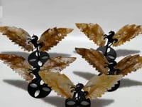 5 Pairs Fire Quartz Pegasus Wing Carving With Stand