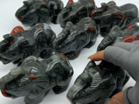 8 Pieces Africa Blood Stone Elephant Animal Carving