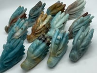 12 Pieces Beautiful Caribbean Calcite Dragon Head Carving
