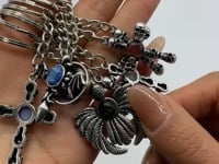 8 Types Crystal Keychain Carving Wholesale Cross Spin Turntable Shape