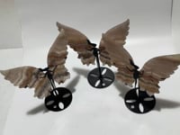 3 Pairs Striped Agate Symmetry Fairy Wing With Stand