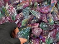 Rainbow Aura Raw Green Amethyst Stone Wholesale