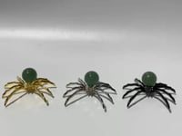 Green Aventurine Crystal Sphere Spider Ornament Handmade Alloy Spider DIY Wholesale