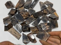 32 Pieces Black Rainbow Sun Stone With Hematite Free Form