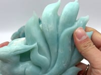 2 Pieces Caribbean Calcite Nine-tailed Fox Crystal Carving