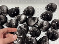 Silver Sheen Obsidian Sleeping Cat Carving Wholesale