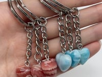 2 Types Heart Keychain Wholesale Larimar Rhodochrosite