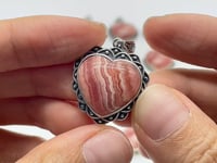 14 Pieces Sterling Silver Heart Rhodochrosite Different Styles Beautiful Pendant