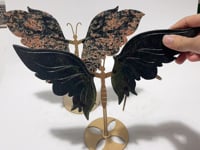2 Pairs Butterfly Wing Carving With Stand Red Garnet