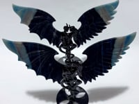 2 Pairs Trolleite Demon And Angel Wing Carving With Stand