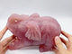Large Deep Pink Madagascar Rose Quartz Elephant Carving