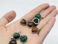 Green Strawberry Quartz Tiger Eye Heart Pendant Wholesale