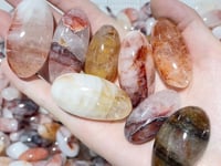 Hematoid Quartz Long Tumbled Bullet Shape Fire Quartz Wholesale