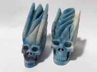 2 Pieces Trolleite Stone Indian Skull Carving