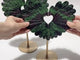 2 Pieces Ruby Zoisite Stone Feather Heart Carving With Stand