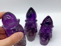 3 Pieces High Quality Amethyst Skull Carving
