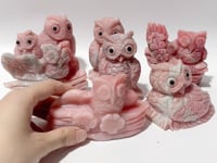 7 Pieces Cute Pink Opal Owl Carving