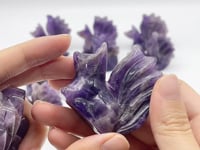 12 Pieces Chevron Amethyst Nine-Tailed Fox Carving