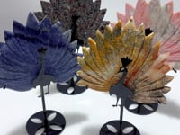 4 Pieces Peacock Wing With Stand Yooperlite Crazy Agate