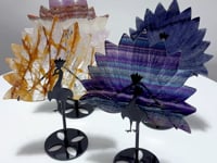 4 Pieces Peacock Shape Stone Carving With Stand Fluorite Amethyst Mixed Agate