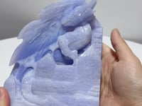 High Quality Blue Lace Agate Dragon Castle Carving