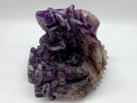 Beautiful Chevron Amethyst Dragon Castle Carving